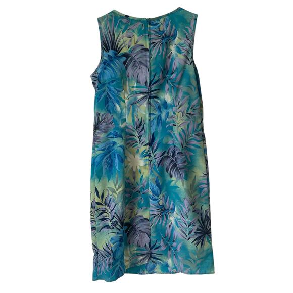Hillard & Hanson Vintage Tropical Print Short Dress  Blue Green Size 4 - Picture 5 of 5
